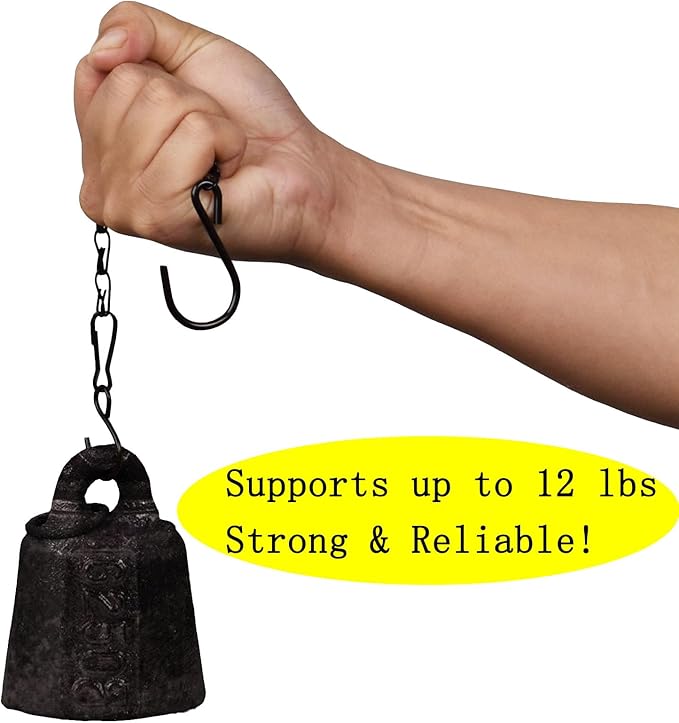 Chain for Hanging Plants,11 Inch Black Hanging Chain, Small Hanging Basket Chain Kits with Hooks for Bird Feeder Hanging Basket Extender Porch Wind Chime (Black, 11 Inch-6PCS)