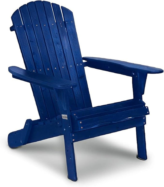 VINGLI Folding Adirondack Chairs Set of 1, Wood Adirondack Chair for Outdoor, Foldable Fire Pit Chairs for Patio, BBQ, Porch, Yard, Pool, Blue