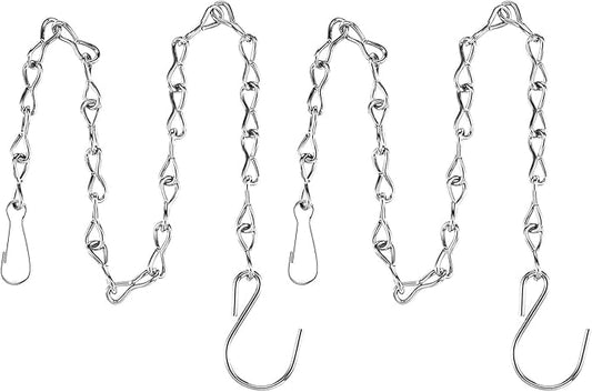 2 Pack Hanging Chain for Bird Feeders, Planters, Lanterns and Ornaments (19.7 Inch, Silver)
