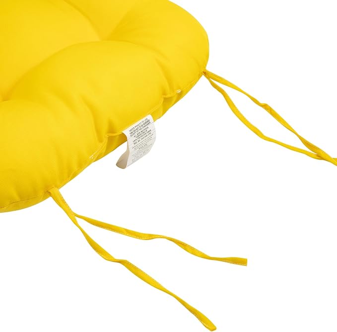 FUNHOME Outdoor Chair Cushions 19 x19 Inch,Water Resistant Tufted Seat Cushions 19",Reversible,Weather Resistant,Rounded Back Wicker Chair Cushion for Patio Garden Furniture(Yellow)