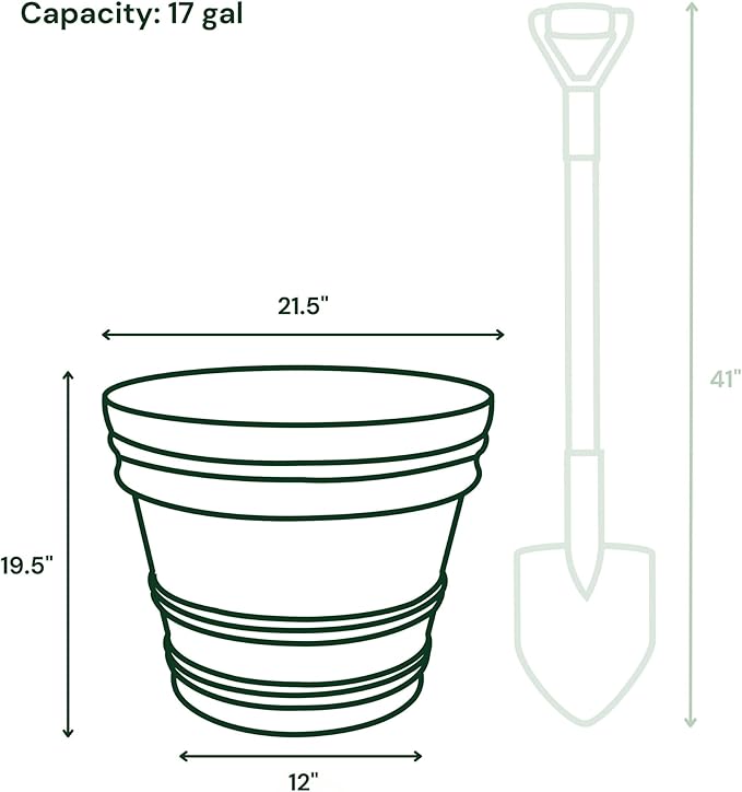 Bloem Rolled Rim 22" Round Planter Pot - Terra Cotta Resin Indoor or Outdoor Gardening Planter with Knockout Drainage, 2-Pack