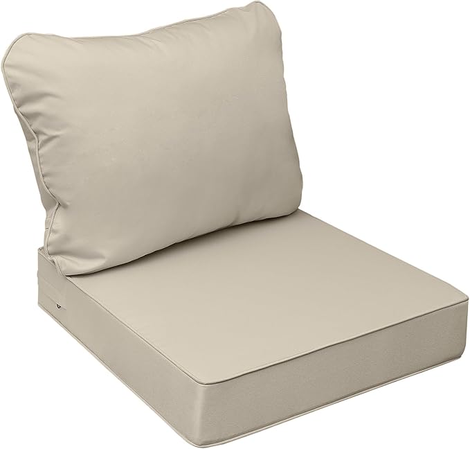 AAAAAcessories Outdoor Seat Cushions for Chairs, Fade-Resistant, Waterproof Patio Furniture Replacement Cushions, 21" x 21" x 3" + 21" x 17", Beige