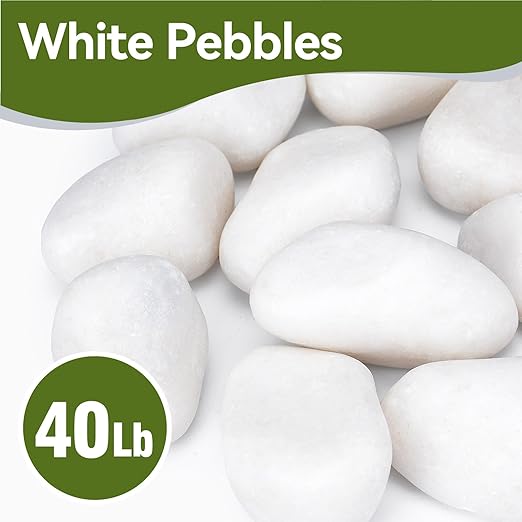 40 lbs White Rocks for Landscaping, 2-3 Inch Large White Rocks for Plants, Decorative Polished Stones for Garden, Walkways, Yard, Plants Pots, Vases, Crafts