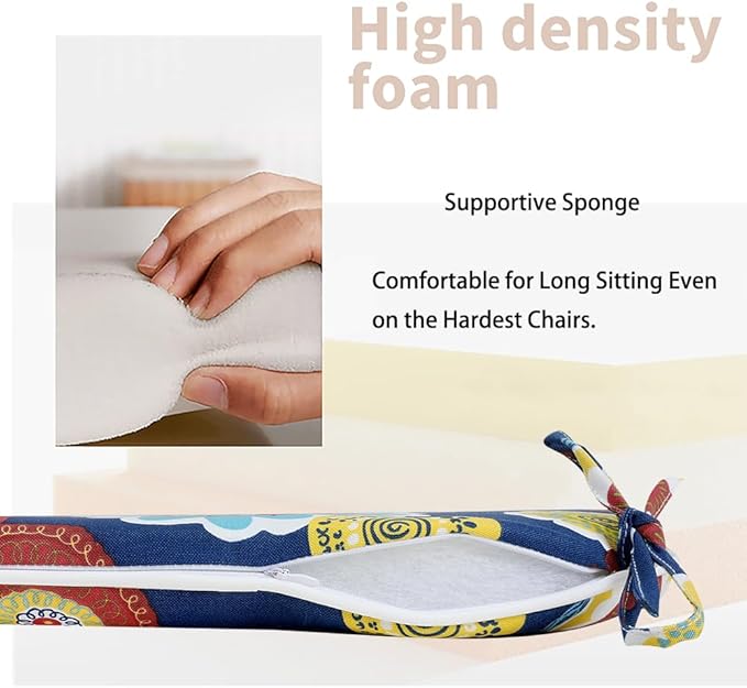 Magpie Fabrics Outdoor/Indoor 17"x16"x2" Chair Cushions with Ties Set of 2, Waterproof All Weather U-Shape Seat Pads Decoration for Patio Garden Furniture Home Office (Floral Navy)