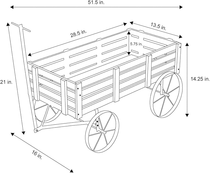 Shine Company Decorative Buckboard Wagon Garden Planter, Wooden Wagon Yard Décor for Outdoor Plants, Red