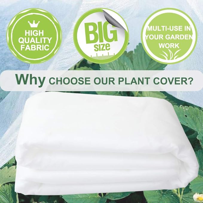Plant Covers Freeze Protection 10 ft x 10 ft Floating Row Cover 0.9oz/yd² Garden Fabric Plant Cover for Winter Frost/Sun Pest Protection (10FT X 10FT)
