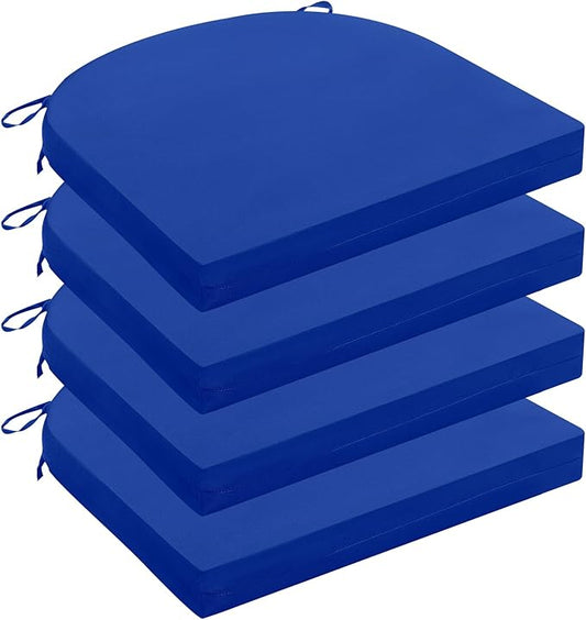Wellsin Outdoor Chair Cushions for Patio Furniture - Patio Chair Cushions Set of 4 - Water Resistant Round Corner Outdoor Seat Cushions 17"X16"X2", Royal Blue