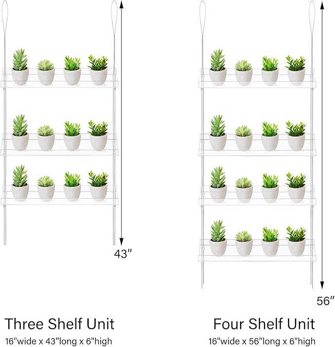 Sumerflos 4 Tier Acrylic Window Boxes Plant Shelves for Windows, Hanging Shelves for Indoor Plants, Flower Pot Organizer Storage for Window Grow Herbs, Microgreens, Succulents, Flower