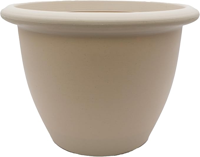 The HC Companies Sevilla Flower Planters - Durable Outdoor & Indoor Planter - Round Lightweight Self Watering Plant Pots for Herbs & More (16" Cottage Stone, Pack of 1)