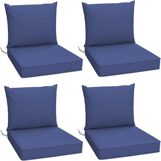 Outdoor Chair Cushions Set of 4, 24 x 24 Inch Patio Furniture Cushions with Splash-Proof Covers, Outdoor Cushions for Patio Furniture Replacement, Navy Blue