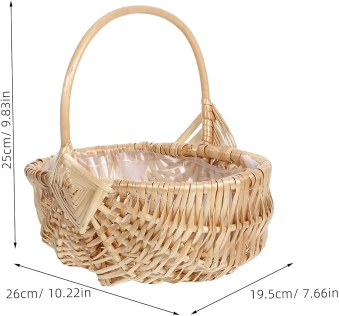 Milisten Vintage Wicker Picnic Basket with Handle Handwoven Flower Holder for Arrangements and Fruit Storage Multi-Functional Outdoor Accessory for Picnics and Garden Parties