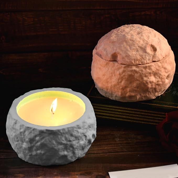 Storage Box Silicone Molds, Moon Shape Candle Holder Jewelry Container Resin Concrete Mold, Unique Round Epoxy Resin Casting Molds for Trinket Holder Succulent Pot Art Craft Decor