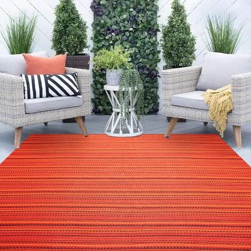 Reversible Outdoor/Indoor Plastic Rug Plastic Straw Rug Waterproof Portable Mat, Easy to Clean and Fold,Perfect for Garden, Patio, Picnic, Decking-（Red，8x10Ft）