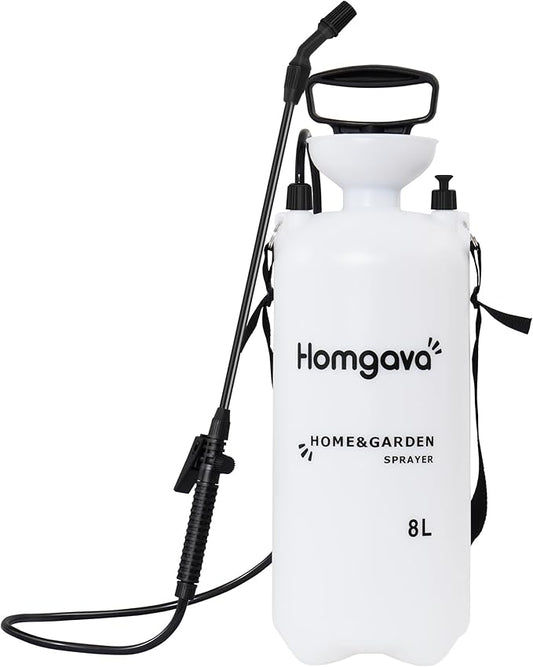 2.1 Gallon/8L Pump Sprayer, Pressurized Water Spray Bottle with 2 Nozzles, Adjustable Shoulder Strap & Safety Valve, Lawn and Garden Sprayer for Watering, Fertilizing, Cleaning