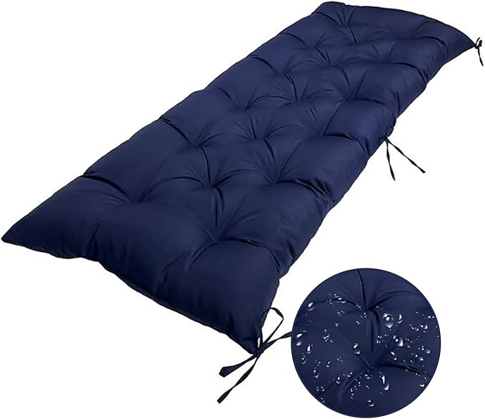 Indoor Outdoor Waterproof Bench Cushion, Swing Cushion, Non-Slip Tufted Replacement Seat Pad for Garden Patio Furniture Lounger Bench (Navy Blue, 40x20 in)