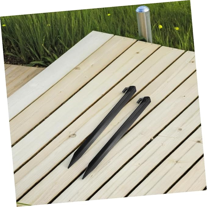 Luxshiny 12pcs Heavy Duty Plastic Tent Stakes Spike Hooks, Black Camping Ground Pegs for Beach Sand, Outdoor Picnic, Lawn, and Garden Tent Accessories