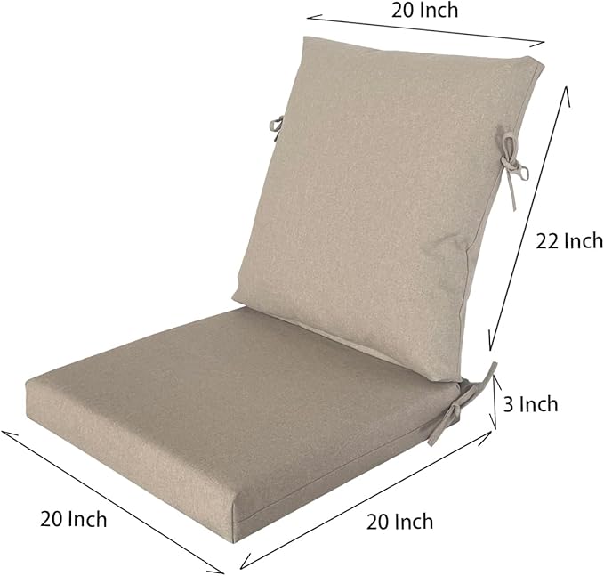 Goodgoods 20"x42" Outdoor Dining Chair Cushion Set of 1 Patio Furniture Cushion Resilient Foam Filling Water-Proof Stain-Resistant UV Resistant Weather Resistant Chairs Couch Sofa Upholstery Riverbed