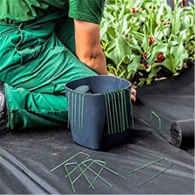 Garden Pegs Pins Ground Stakes Staples Spikes U Shaped Landscape Securing Nail Pin Lawn Fabric Netting Matting 6Inch 20PCS