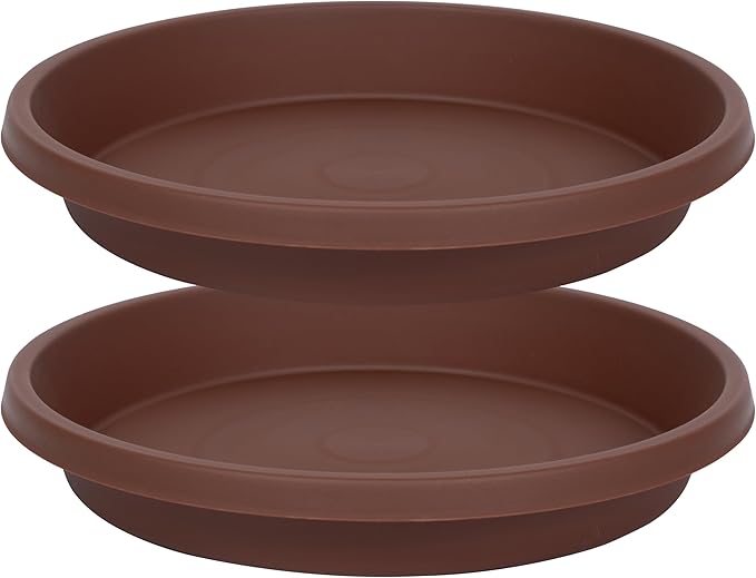 Plastic Plant Saucer Round 12 Inch Extra Large Pack of 2 Heavy Duty Drip Trays for Large Pots