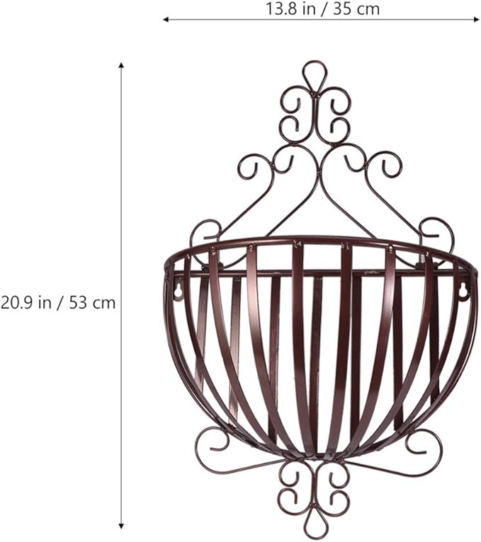 YARNOW Wall Mounted Planter Basket European Style Iron Flowerpot Rack Semicircular Plant Pot Holder for Balcony Garden Porch Windowsill Decoration 20.9X13.8X6.3 Inches