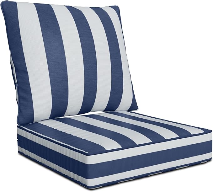 24" x 24" x 6" Outdoor Deep Seat Cushions - Waterproof & Fade Resistant Patio Furniture Replacement Cushions, Non-Slip Outdoor Cushions Fit Loveseats, Couches, Chairs, and Sofas