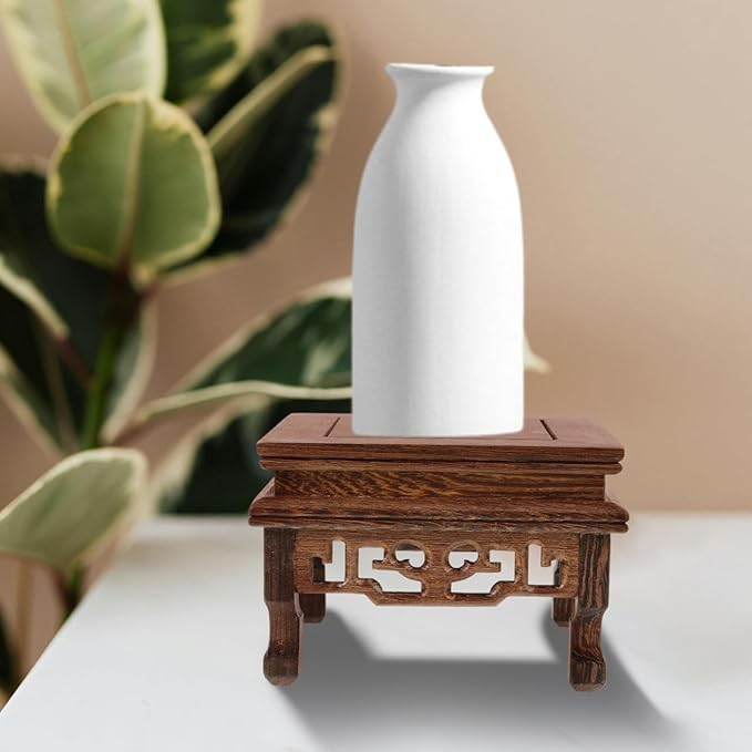 HANABASS Chicken Wenge Wood Plant Stand 4.33X4.33X2.95 Inch Wooden Base Riser Holder for Indoor Outdoor Potted Plants Bonsai Mini Trees Garden Patio Display