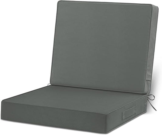 Cozyide 24x24 Outdoor Cushions for Patio Furniture, Waterproof Outdoor Chair Cushions with Non-Slip Ties and Handle, Washable Deep Seat Cushions for Outdoor Furniture with Removable Cover, Dark Gray