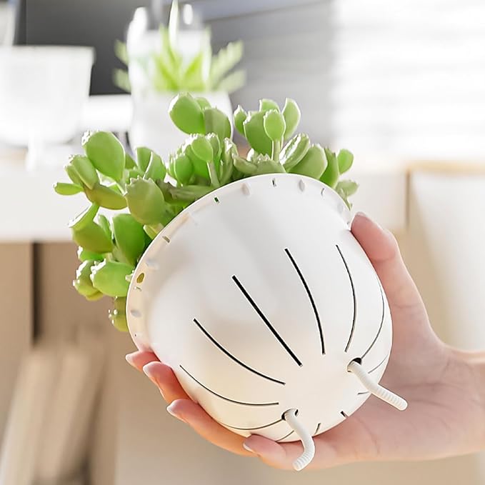 4 Pack 4 inch Self Watering Pots Planters for Indoor Plants, African Violets Pots with Wick Rope, Modern Plastic Nursery Pots for All House Plants,Flowers Succulents,Herbs,Cactus,Orchids