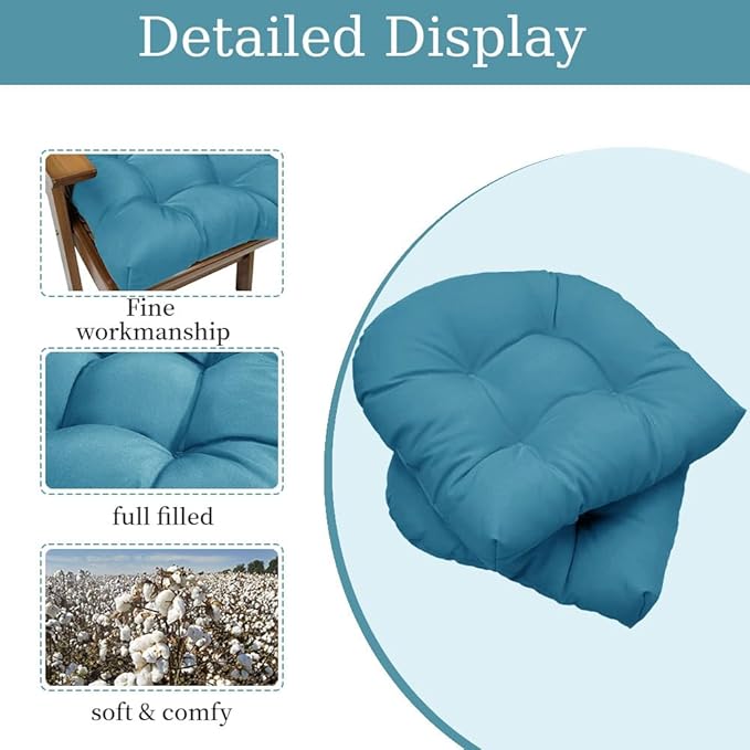 Waterproof Chair Cushions Set of 2 Outdoor,Tufted Thicken Weather and Fade Resistant Kitchen Seat Cushions,Patio Chair Pads for Garden Furniture Sofa Couch (Sky Blue)