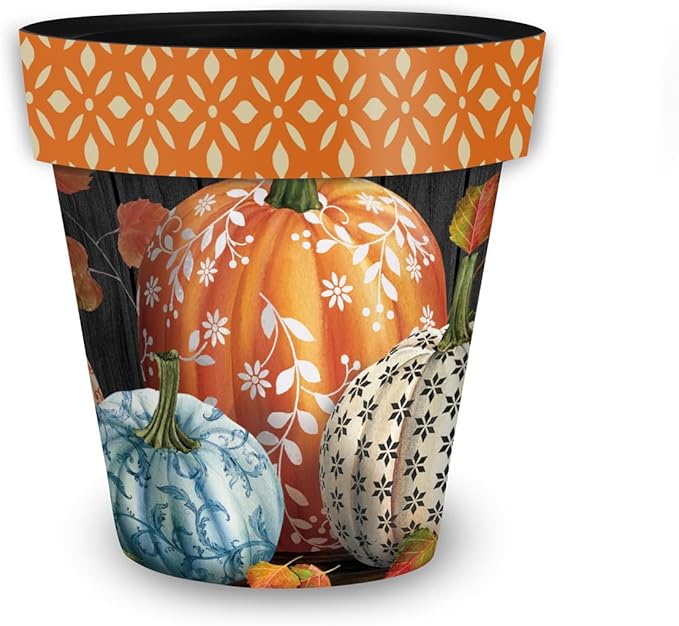 Briarwood Lane Fall Planter 11.75" x 11" x 11" Elegant Pumpkins Medium for Fall Planter