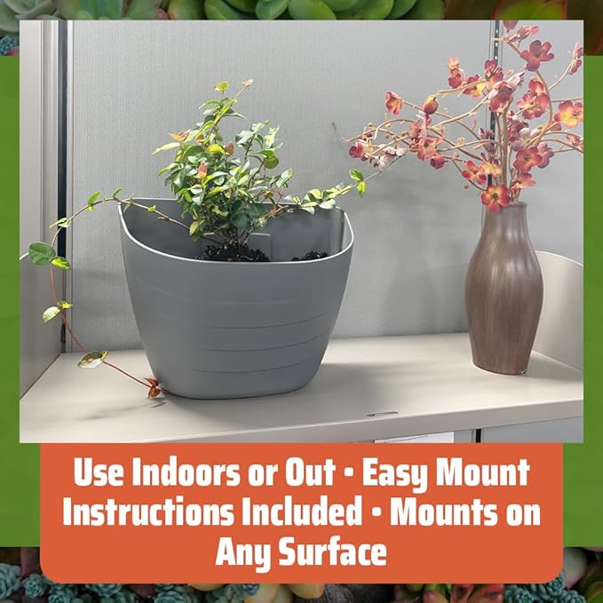 12 Inch Self-Watering Wall Planter for Indoor & Outdoor Use – Vertical Hanging Planter, BPA-Free, UV-Resistant – Perfect for Flowers, Herbs & Vegetables (Concrete Gray, Without Plug)