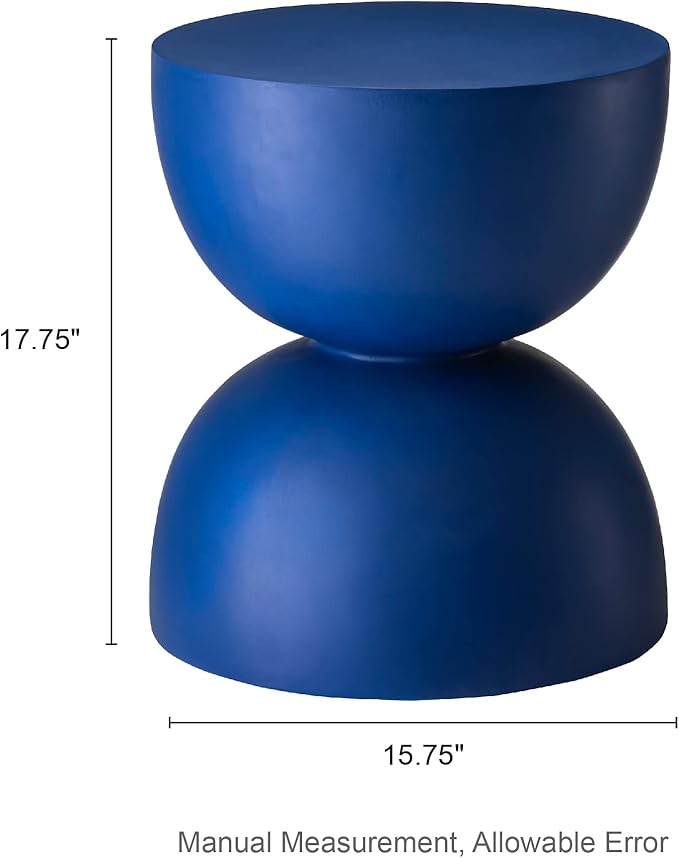 Glitzhome Outdoor Side Tables Set of 2, Heavy Duty Patio Sturdy Faux Terrazzo Decorative Garden Stool Planter Stand for Indoor Covered Outdoor, 17.75" H, Cobalt Blue