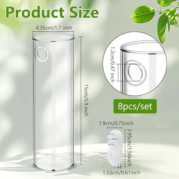 8 Sets Glass Planters, 5.9 in H x 1.87 in D Propagation Vases Tabletop Propagation Vase Tabletop Plant Decor for Growing Plants Garden Home Office Decor