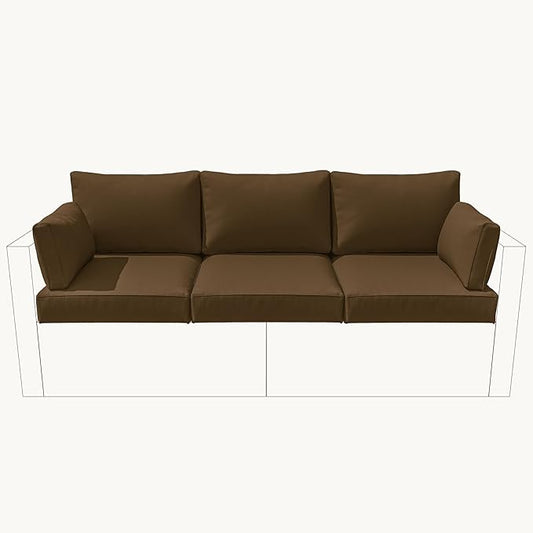 8-Piece Outdoor Cushions for Patio Furniture Thick Outdoor Chair Cushions Resilient Foam Waterproof Deep Seat Cushion Replacement for 3-Seat Sectional Sets Liner&Cover Chocolate