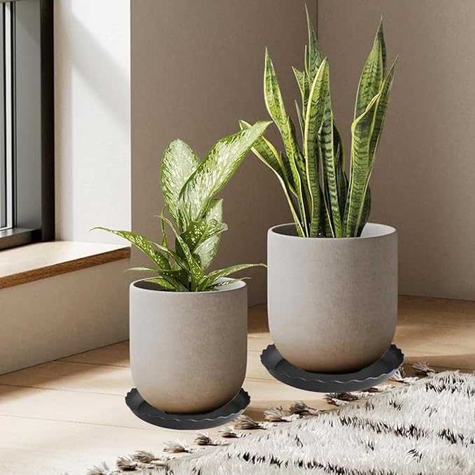 4 Pack of 14 inch Plant Saucer, Plastic Plant Saucer 14 inch, Heavy Duty Plant Tray for Pots, Plant Saucers for Indoors Planter, Garden Water Plate 12"/13"/14" (Black)
