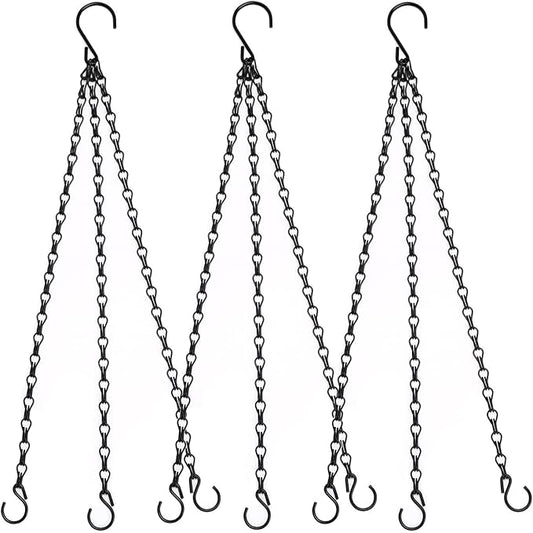 Heybe 20 Inch Hanging Basket Chain, 3 Point Hanging Chains with Hooks for Pot Planters Bird Feeders Lantern Lamp,Extended Hangers for Hanging Badkeys(20 inch,3 Point)