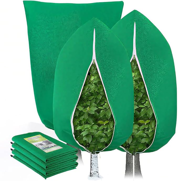 Baccessor 3PC Winter Plant Covers Freeze Protection Kit - 47x71 Reusable Frost Blankets with Adjustable Drawstring for Outdoor Bushes Potted Plants Tree