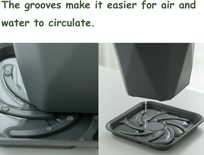 5 Pack Plastic Flower Plant Pot Saucer, Heavy Duty Plant Drip Trays Saucers for Indoors Outdoors,Quadrate Thick Sturdy Planter Bottom Plate(Black,6.5")