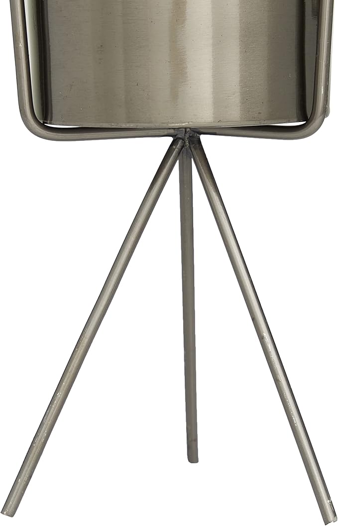 CosmoLiving by Cosmopolitan Metal Small Planter with Removable Stand, Set of 2 12", 9"H, Dark Gray