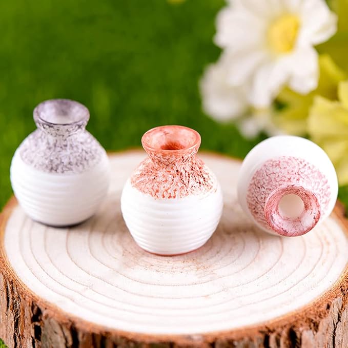 10pcs Miniature Tiny Resin Flower Pots Decor, Mini Flower Pot Decoration for Dollhouse Dining Room Accessories Mini Garden Plants DIY Desktop Windowsill Decor