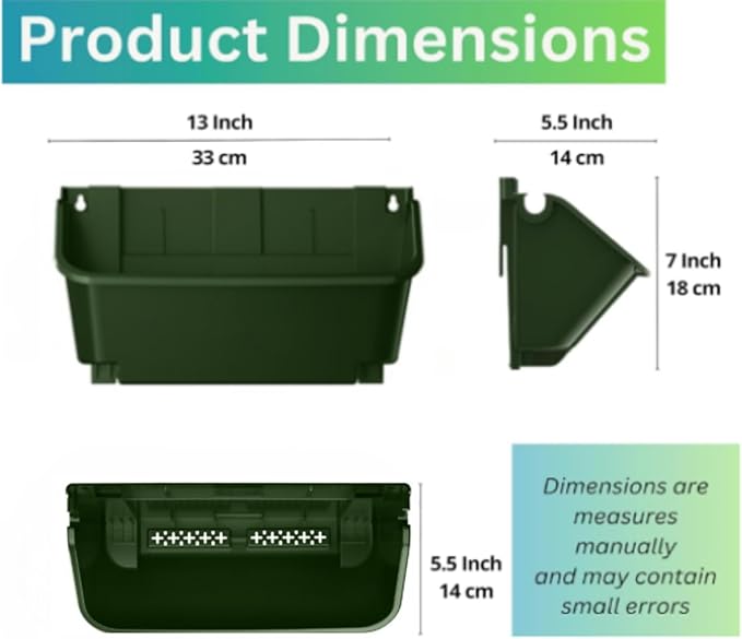 Maxona Vertical Garden Planter - 4 Pack, 13 inch Wall Mounted Planter for Patio Outdoor Decor, Home Green Plastic Pot Balcony Plant Vegetable Fruit Herb Hanging Pocket Holder Flowerpot