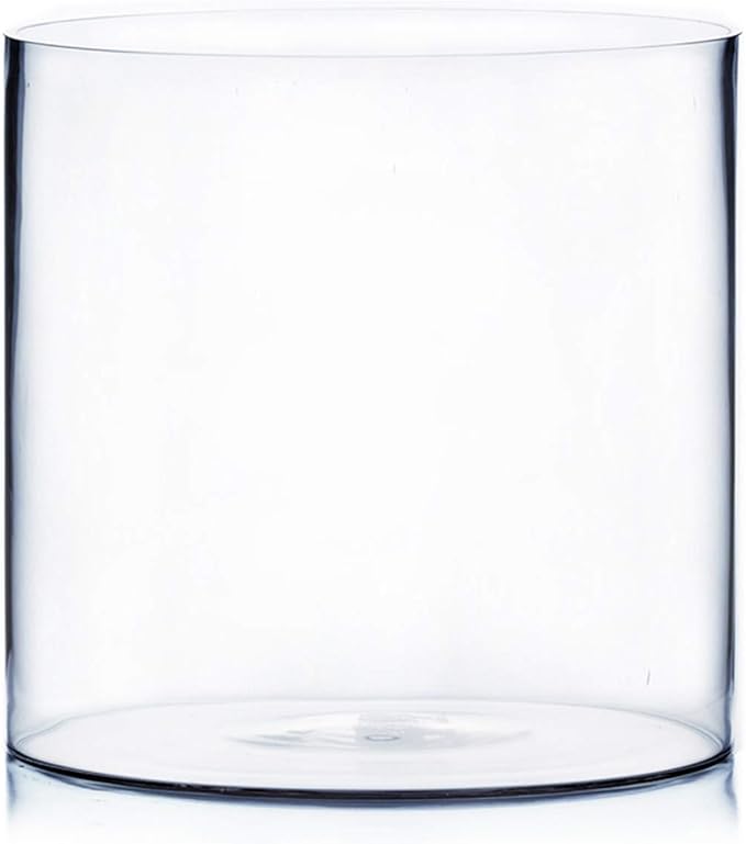 WGVI Thick Weighted Clear Right Cylinder Glass Vases, 10" W x 10" H, Equilateral Cylinder Glass Flower Arrangement Centerpieces Tabletop Storage Container Home Decor, 1 Piece