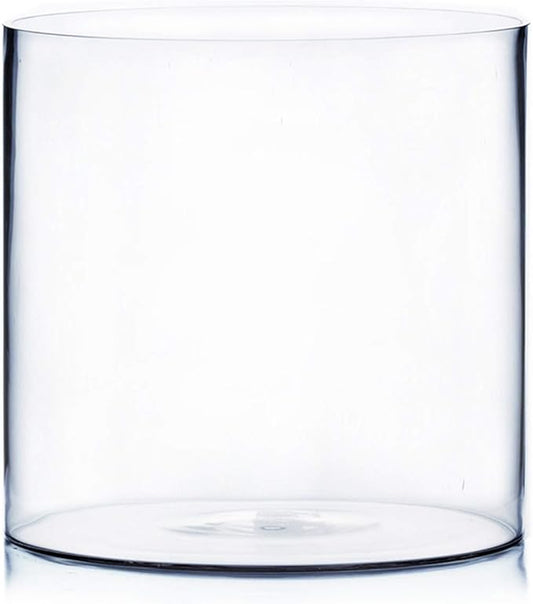 WGVI Thick Weighted Clear Right Cylinder Glass Vases, 10" W x 10" H, Equilateral Cylinder Glass Flower Arrangement Centerpieces Tabletop Storage Container Home Decor, 1 Piece