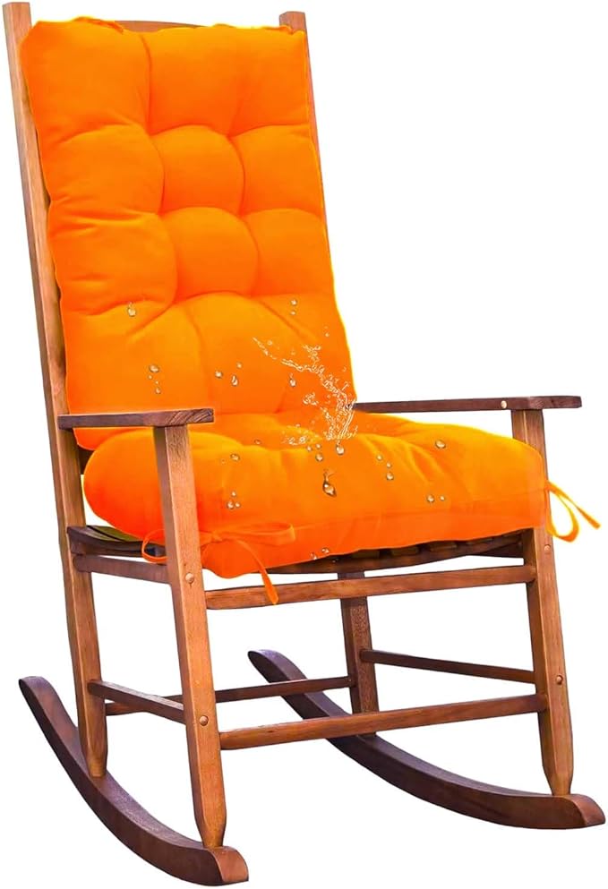 Waterproof Wicker Chair Cushion U-Shape Seat Cushion Set of 1 Patio Furniture Cushions Outdoor Rocking Chair Pad for Indoor Outdoor Orange