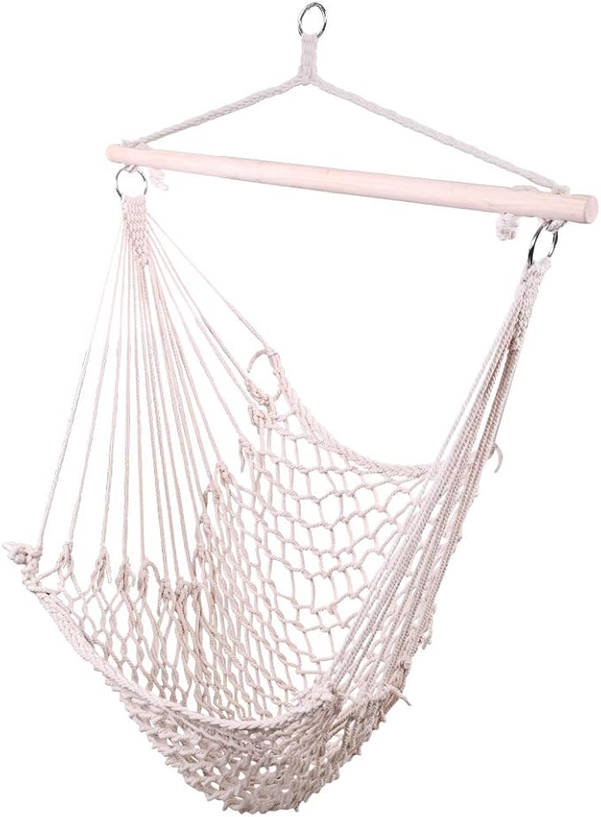 Rope Hammock Cradle Chair,Cotton Hanging Rope Swing Chair for Indoor Outdoor Bedroom Garden Yard Patio