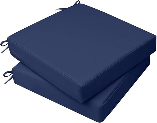 AAAAAcessories Outdoor Seat Cushions for Chairs, Waterproof, Fade-Resistant, 21" x 21" x 3", Patio Furniture Replacement Cushions, Set of 2, Navy Blue