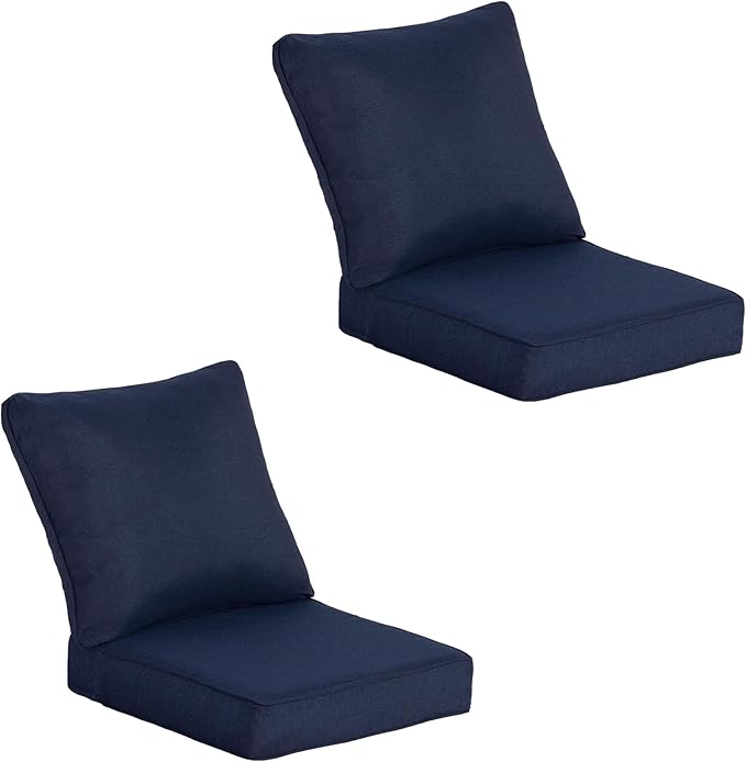 23.5"x25" Outdoor Deep Seat Patio Cushions Set of 2, Deep Seat Bottom Resilient Foam Filling Water-Resistant Stain-Resistant UV Resistant Weather Resistant with YKK Zippers,Midnight