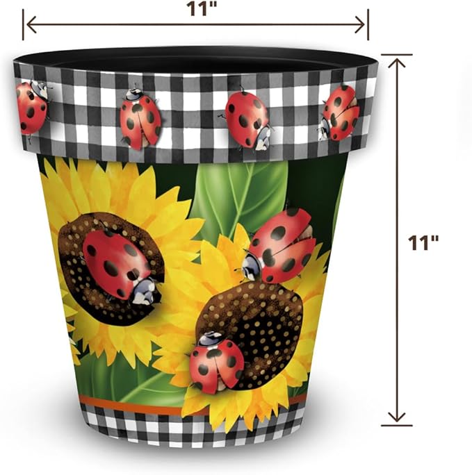 Briarwood Lane Fall Planter 11.75" x 11" x 11" Ladybugs and Sunflowers Medium for Fall Planter