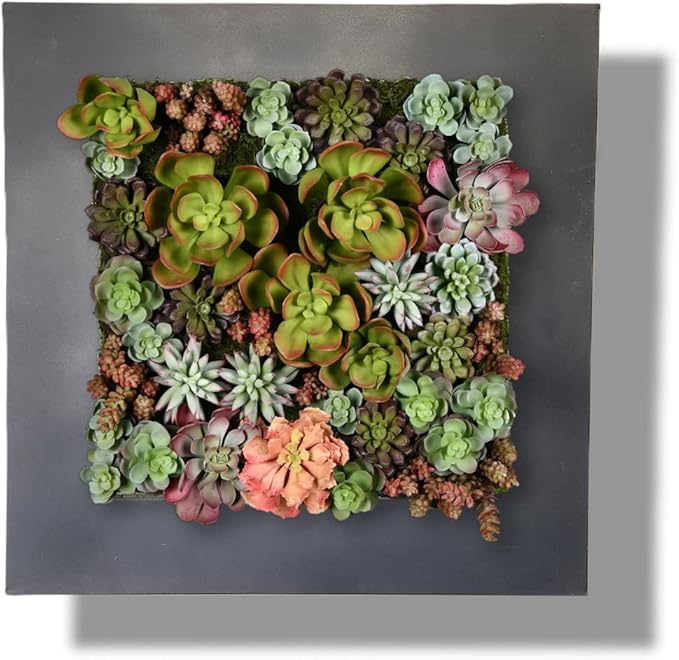 Modern Home Living Wall Galvanized Steel/Zinc Succulent Planter, Wall Mounted Garden Pocket Planter (16 Pocket, Black Zinc)