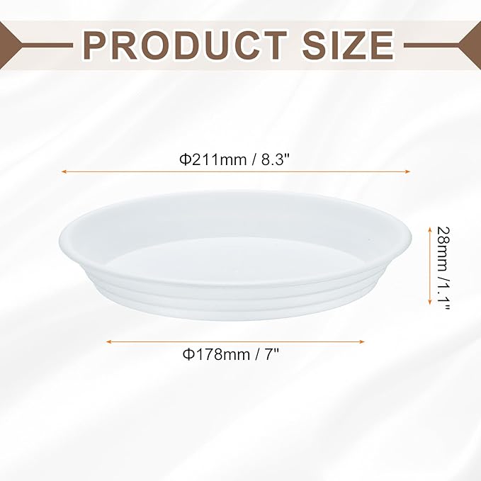 HARFINGTON Plastic Plant Saucer 7" Round Drip Trays Flower Pot Saucers Flower Base Bottom Drainage Tray for Indoors Outdoors Planters, Pearl White